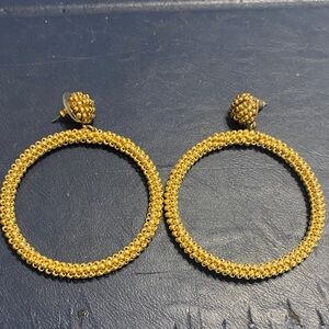 J. Crew Gold Beaded Hoop Earrings